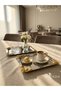 2-Piece Luxury Presentation Tray - 22 cm Stainless Steel Decorative Tray with Gold Rose Detail - 3