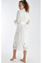 Women's Shawl Collar Lace Jacquard Satin Cotton Dressing Gown - 3