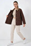 Women's Classic Collar Pocket Detailed Oversize Brown Jacket - 4