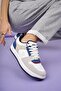 Comfortable Lace-Up Casual Sports Shoes Women's Sneaker White-Navy Blue - 3