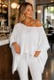Women's Asymmetrical Cut Transparent Soft Textured Cotton Lightweight White Knitwear Cape Poncho - 2
