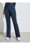 Dark Blue Double-Layer Collar T-Shirt and Mid Waist Flared Leggings Set - 5