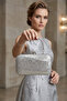 Varol 744 Box Snake Women's Evening Dress Bag Silver