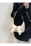Spring/Summer Fashion Handbag with Bow Scarf, Straw Shoulder Bag, Casual Crescent Shoulder Bag with Glass Bead Chain, Stylish Women's Bag, Beach Essentials, Beach Luggage and Summer Essentials - 4