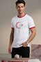 Turkey Moon Star Printed 100% Cotton Premium Fabric Ringer T-Shirt - 4