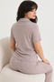 Short Sleeve Buttoned Gofre Pajama Set - 2