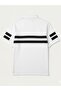 Striped Printed Buttoned White T-Shirt - 2