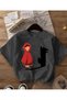 Little Red Riding Hood Design Crew Neck Short Sleeve Women's Tshirt