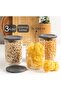 Duo Storage Container Set of 3 - Glass Jar Food Storage Container Set Gray 1000 Ml.