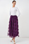 Women's Flocked Printed Long Tulle Skirt 1480 - Purple - 3