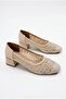 7490 Ventes Stone Embroidered Lace 3 cm High Low Heel Women's Shoes - 5