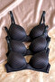 Women's Polka Dot Patterned Padded Gathering Bra Set of 3