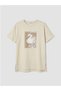New Season Beige Printed 100% Cotton Women's T-Shirt