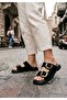 Black Suede Double-Strapped Accessory Belt Design Daily Comfort Slippers - 3