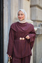 Women's Shawl Detailed Waist Tie Set Plum - 3