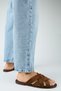 Romina Women's Genuine Leather Cross Knit Tan Slippers - 5