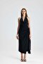 Luna Double-Breasted Tie-Back Black Dress