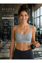 2-Piece Sports String Strap Ribbed Women's Removable Padded Bra 2-Pack - White - Gray - 7
