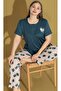 Women's Oversized Short Sleeve Pajama Set 9567-L