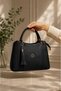 Black Knitted Patterned Stylish Design Multi-Compartment Daily Use 28X19X12 cm Women's Hand and Shoulder Bag - 4