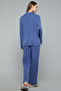 Solid Lapel Collar Pyjama Set - 6