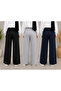 3-Piece Black Gray Navy Blue Wide Leg Sweatpants for Daily Use Plus Size - 3