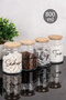 Set of 4 Bamboo Vacuum Lids 800 ml Glass Jars with Transparent Labels for Tea, Sugar, Coffee, Salt Storage Jars