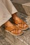 0105 Eren Shoes&Bag Genuine Leather Cross Band Detailed Drawstring Comfortable Stylish Daily Women's Sandals Brown - 2