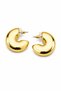 Women's Yellow Plated Steel Hoop Earrings - Thick Curved C Earrings