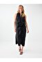 Black V-Neck Midi Dress with Flywheel Detail - 2