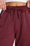Women's relaxed fit corduroy pants with drawstring waist, elasticated stripes, and double pockets - burgundy - 5
