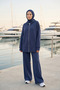Dark Navy Blue Modal Fabric Hooded Zippered Hijab Plain Set 5400