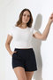 Women's Navy Blue High Waist Shorts - 5