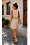 Women's Asymmetrical Cut Aerobin Dress with Buttons and Lace-Up Details - 2