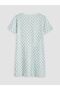 Lcw Dream Green V-Neck Patterned Women's Nightgown - 8