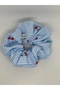 ربطة شعر قطنية مطاطية بخطوط زرقاء من نوع Cherry Scrunchie