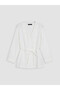 Gencc Quality Double-Breasted Collar Belted Women's 100% Linen Jacket - 6