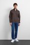 Brown Men's Stand Collar Regular Fit Sweatshirt Bsw1204000000