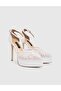 Jadelis Fabric Leather Women's White Heeled Sandals - 4