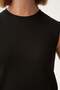 Black-Cotton Ribbed Sleeveless Lycra T-Shirt - 5