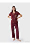 Burgundy Bear Teddy Printed Women's Pajama Set - 6