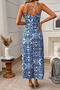 New Season Women's Rope Strap Cross Tie Back Detail Slit Patterned Midi Single Jersey Dress - 6