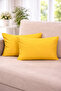 Double-Sided Duck Linen, Yellow Waist Cushion Cover, 2 Pieces - 2