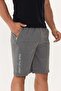 Men's Cotton Printed Shorts with Text Detail Anthracite Melange -5133 - 4