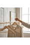 Triple Wooden Premium Tabletop Set — Natural Modern Clothes Hanger with Gold Hooks, Stylish Design - 6