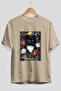 For the Sake of Cats 64 Front Cat Printed Beige Oversize T-Shirt 100% Cotton Unisex Cat Lover Premium Design