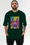 For the Love of Cats 123 Front Cat Printed Green Oversize T-Shirt 100% Cotton Unisex Cat Lover Premium Design - 2