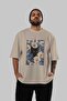 For the Love of Cats 6 Front Cat Printed Beige Oversize T-Shirt 100% Cotton Unisex Cat Lover Premium Design - 5