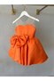 Shedress Neon Orange Bow Detail Girls Evening Dress Special Occasion Dress - 2