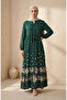 Viscose Fabric Polka Dot Layered Dress 5587-02 Green - 2